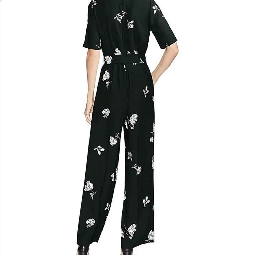 Vince Camuto Elbow-Sleeve Flower Printed Jumpsuit